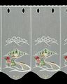 Weihnachts-Kurzgardine Plauener Stickerei Scheibengardine 45x160 Schneemann Weiß
