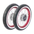 Paar Kompletträder Weißwand Reifen für Simson S51 S50 Schwalbe Star Sperber rot