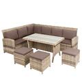 Rattan Sitzgruppe Garten Lounge Möbel 20tlg Essgruppe Gartenmöbel Set Sofa beige