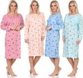 Damen Nachthemd Sleepshirt Nachtwäsche mit Muster, M L XL 2XL