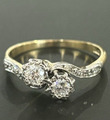 18 Karat 750 Gelbgold & Platin Vintage Diamant Drehring, Größe L, US 6