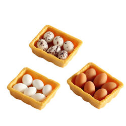 3tlg. Puppenhaus Küchen-Set Miniatur Lebensmittel Ei-Modell Spielzeug Deko