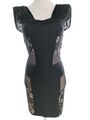 Savida  Größe 8 (36) Schwarz Kurz Bodycon Kleid Ärmellos Spitzenstickerei