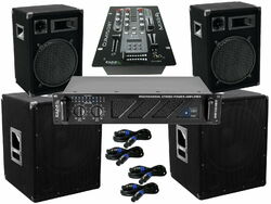 Das PA-SET 70 Powermixer Musik Anlage 3 wege 30cm Boxen 38cm Subwoofer 2900Watt