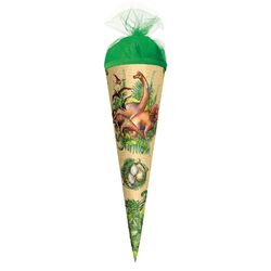 ROTH Geschenk-Schultüte klein Veganosaurus 50 cm rund Tüllverschluss Schulanfang