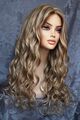 Echthaar Lace Perücke Front Lace Wig blond hellblond highlights lang wellig remy