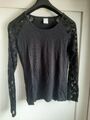 Damen VERO MODA Gr. S Top Schwarz Spitze Shirt Gothic 