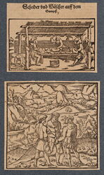 H. DEUTSCH (1525-1571), Rütlischwur, Bergbau, Holzschnitt Barock Berufsleben