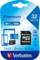 Verbatim microSDHC Card 32GB Premium, Class 10, U1 Speicherkarte mit SD Adapter