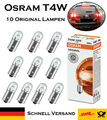 10x Osram T4W 12V BA9s 3893 Original Standard Hecklicht Parklicht Blinker Birne