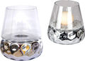 Kristallglas Windlicht DOTS konisch rund H. 20 cm Silber Glas + Keramik