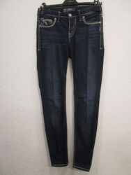 Silver Suki Super Skinny Jeans Hose Taschen blau bestickt Gr.28/31 (C46-02)