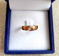 Ring, vergoldet, 2 Zirkonia, Pierre Lang, Gr. 51 (5), Durchm. 16,35 mm