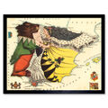 Lancaster 1869 Bildkarte Spanien Portugal Bär Dame Wandkunst Druck gerahmt