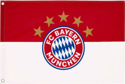 "FC Bayern München" Fahne/Flagge, 5 Sterne, 2 Ösen+2 Bierdeckel 150x100 cm; 828Ö
