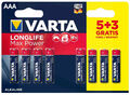 8 x Varta LONGLIFE Max Power Batterien AAA Micro HR03 1,5V Batterie MHD 12-2028
