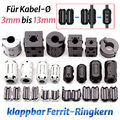 EMI Ferrit-Ringkern geteilt/klappbar, Kabel-Ø 3mm bis 13mm, Geteilt/Klappferrit