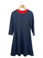 TOM TAILOR Damen Kleid Blau Rot Gr. 38 Casual Baumwollmix
