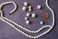 Süßwasser-Perlenkette, defekt, 55 cm, und lose Perlen