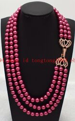 Mode 3 Reihen 8 Mm Mehrfarbig Muschel Perle Halskette Bogenschlaufe 17-19 Zoll