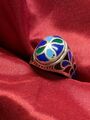 Silber Ring Antik Malachit Lapis Türkis Inlay Zuni Navajo Herren/Damen Gr.60