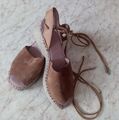 Sandalen Espradilles 36 ZIGN Hellbraun Camel Keilabsatz