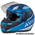 Integralhelm Mit Sonnenblende Matt Helm Motorradhelm Blau-Weiß Quad Klapphelm