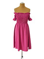 Hübsche Kleid fit&flare Carmen Ausschnitt rosa pink gesmokt Gr.36-38