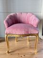 Bar Chair French Baroque Style Velvet Pink in Gold Finish Lounge Chair Handmade