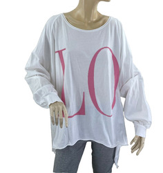 Superbugs Italy Big Shirt weiß Schriftzug LOVE in Rosa Oversize vokuhila Blogger