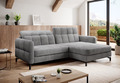 Couch Eckcouch Sofa mit Schlaffunktion und Kissen grau Stoff