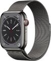 Apple Watch Series 8 [GPS + Cellular, inkl. Milanaise-Armband graphit] 45mm Ed G