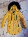 Marikoo warme Damen Winter Jacke Gr. S gelb Winterjacke Parka Stepp Mantel lang