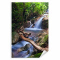 Postereck 0651 Poster Leinwand Kleiner Wasserfall, Natur Wald Landschaft Fluss