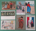 6 x NIEDERLÄNDISCHE Postkarten ANTIK Vintage CARTOON KUNST Kinder HOLLAND Job Lot Y424