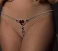 STRING ROUGE BIJOU CRISTAL STRASS SEXY FEMME RED JEWEL THONG CORDA DONNA WOMAN