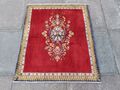 Vintage handgefertigter traditioneller orientalischer Wollteppich rot 113x95 cm