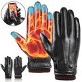 Lederhandschuhe Herren Winter Fahrrad Thermo Handschuhe Touchscreen Radfahren DE