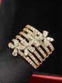 Pave 1,90 Cts Rund Brilliant Cut Diamanten 3-Blume Hochzeit Ring In 585 14K Gold
