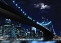 VLIES   Fototapete XXL Die Stadt und die Brücke in der Nacht Tapete Vliestapete