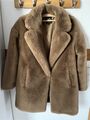 Zara Damen Teddy Plüsch Mantel/ Jacke Braun Gr. S - 100% Polyester