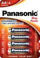  4x Panasonic Batterie Alkaline, Mignon, AA, LR06, 1.5V MHD 01-2028 Pro Power