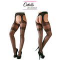 Cottelli Collection Legwear Sexy Embroidered Strip Tights Crotchless Collant