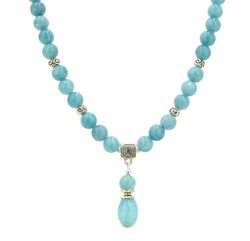 BAILYSBEADS prächtige designere Larimar-Kette Halskette Collier mit Anhänger T52