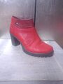 Neuwertig RIEKER Stiefeletten Gr 39 rot Kunstleder Ankle Boots Pumps Schuhe 1146