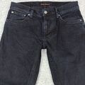 Nudie Tight-Terry Herren Jeans W30 L30 Schwarz Eng Bein Rumbling-Black Slim Fit