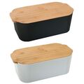 Brot Aufbewahrungsbox mit Bambusdeckel 33 x 18,5cm Brotkasten 2 Farben