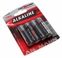 4er Blister Ansmann Alkaline Red Batterie Mignon AA | LR6 AM3 MN1500 HR6 | 1,5V
