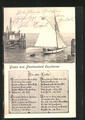 AK Cuxhaven, Segelschiff verlässt den Hafen, Gedicht Die alte Liebe! 1904 