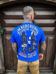 Schwere Jungs Magdeburg Support  T-Shirt blau